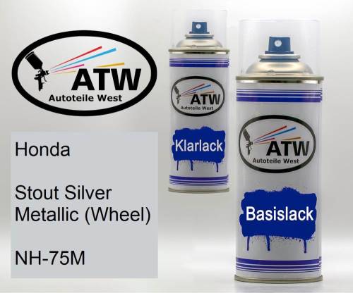 Honda, Stout Silver Metallic (Wheel), NH-75M: 400ml Sprühdose + 400ml Klarlack - Set, von ATW Autoteile West.